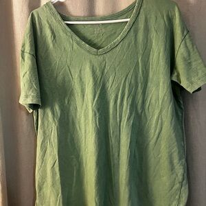 Aerie Olive Short Sleeve V-Neck Tee
